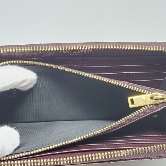 100% Auth YSL Monogram Grain Gold Zippy Wallet - Picture 12 of 14